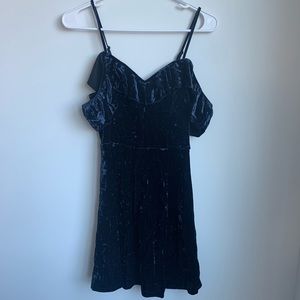Blue Crushed Velvet Mini Dress